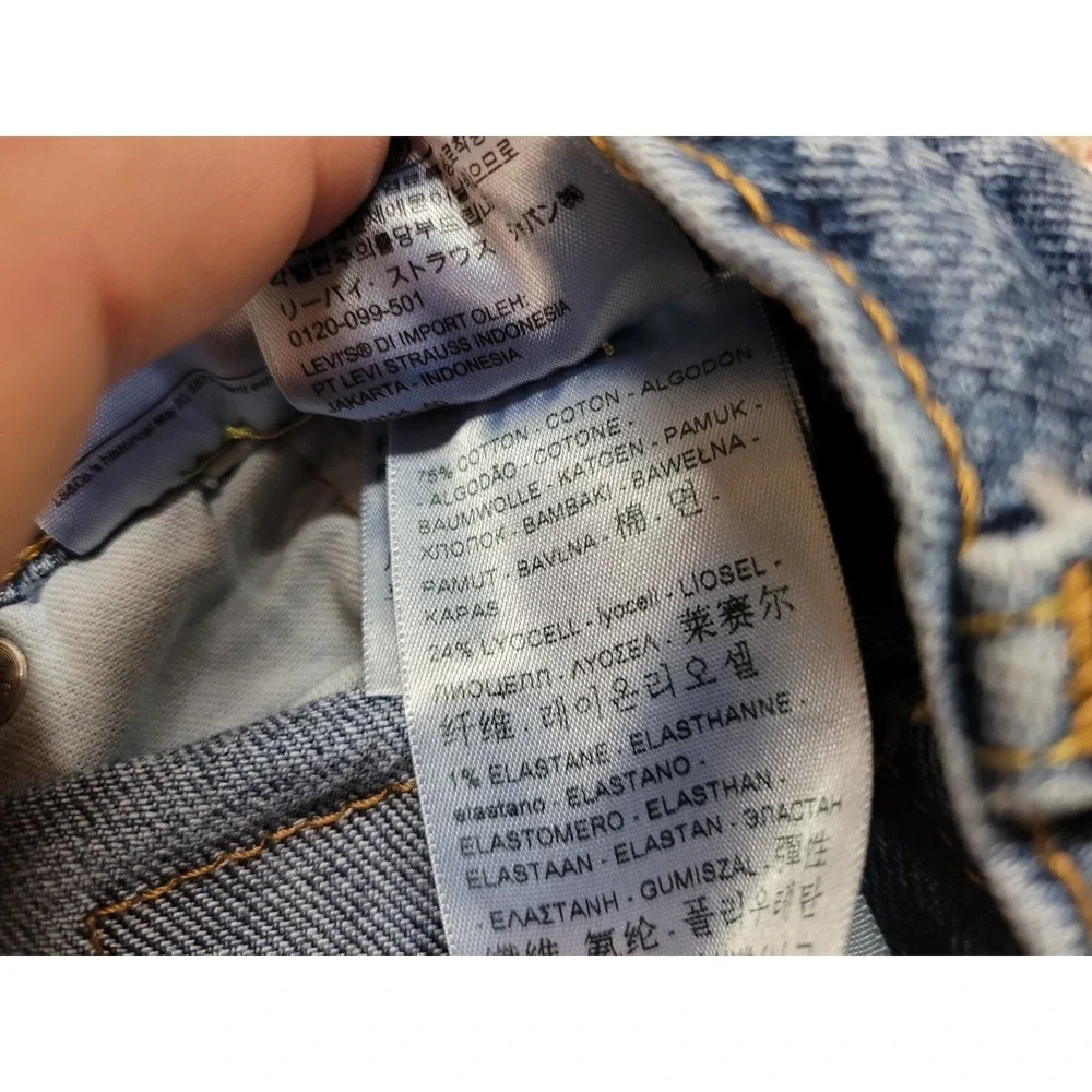Levis 502 Regular Taper Jeans Mens 30x30 Blue Distressed Denim Pants